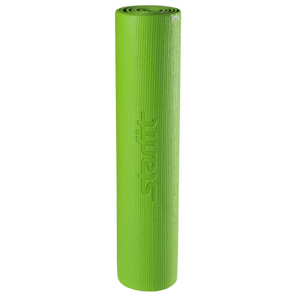 Коврик для йоги FM-102, PVC, 173x61x0,6 см, с рисунком, зеленый