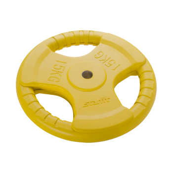 Диск обрезиненный BB-201, d=26 мм, желтый, 15 кг